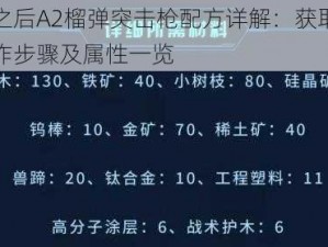 明日之后A2榴弹突击枪配方详解：获取材料、制作步骤及属性一览