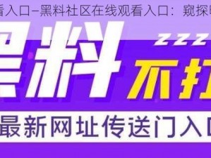 黑料社区在线观看入口—黑料社区在线观看入口：窥探明星黑料的私密角落