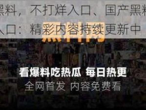 国产黑料，不打烊入口、国产黑料，不打烊入口：精彩内容持续更新中