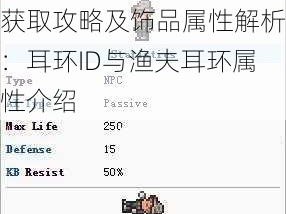 泰拉瑞亚游戏中渔夫耳环获取攻略及饰品属性解析：耳环ID与渔夫耳环属性介绍