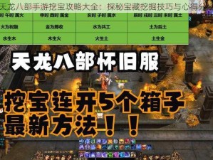 天龙八部手游挖宝攻略大全：探秘宝藏挖掘技巧与心得分享