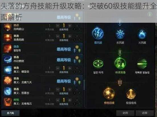 失落的方舟技能升级攻略：突破60级技能提升全面解析