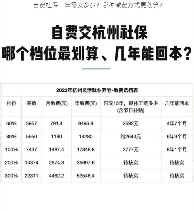 自费社保一年需交多少？哪种缴费方式更划算？