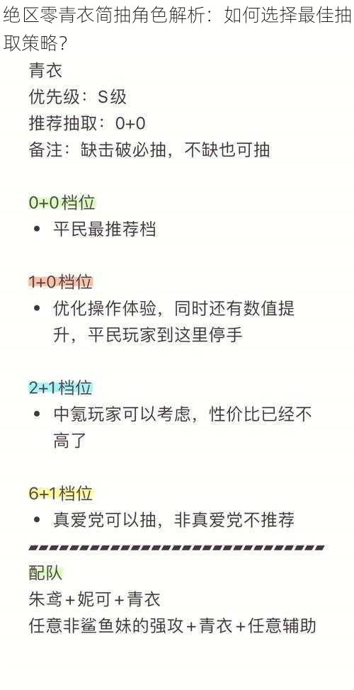 绝区零青衣简抽角色解析：如何选择最佳抽取策略？