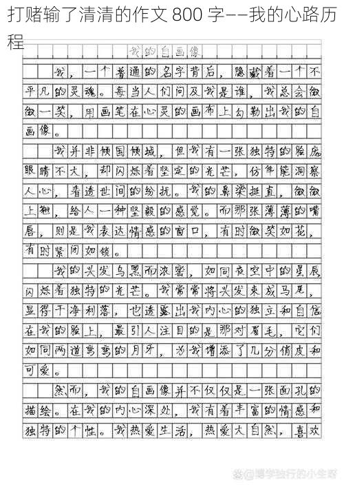 打赌输了清清的作文 800 字——我的心路历程