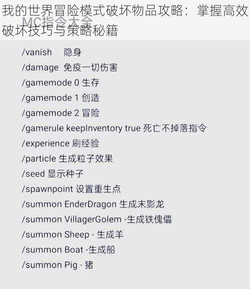 我的世界冒险模式破坏物品攻略：掌握高效破坏技巧与策略秘籍