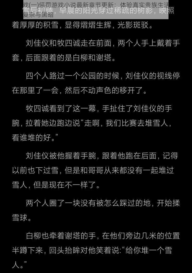 贵族游戏(一)惩罚游戏小说最新章节更新：体验真实贵族生活，揭示人性的复杂与黑暗