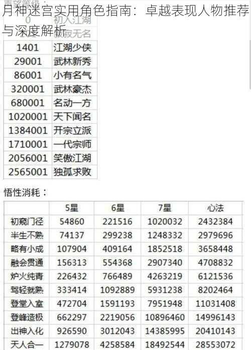 月神迷宫实用角色指南：卓越表现人物推荐与深度解析