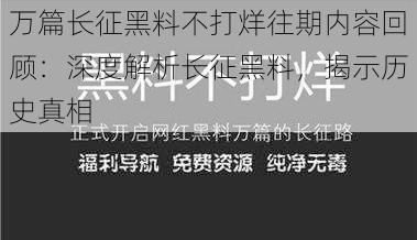 万篇长征黑料不打烊往期内容回顾：深度解析长征黑料，揭示历史真相