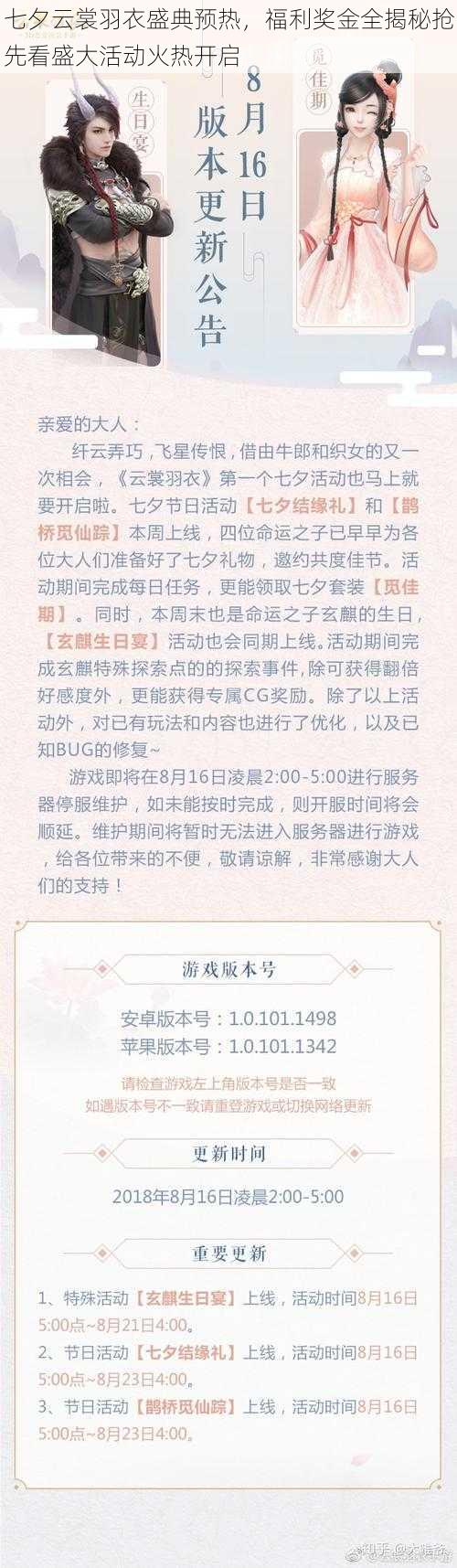 七夕云裳羽衣盛典预热，福利奖金全揭秘抢先看盛大活动火热开启