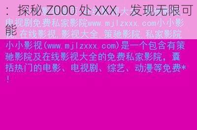 ：探秘 Z000 处 XXX，发现无限可能