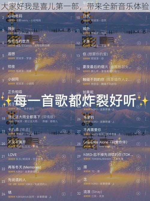 大家好我是喜儿第一部，带来全新音乐体验