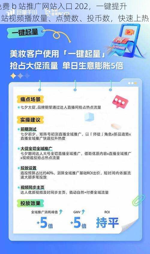 免费 b 站推广网站入口 202，一键提升 b 站视频播放量、点赞数、投币数，快速上热门