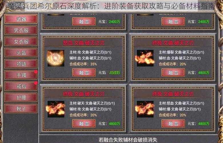 魔灵兵团希尔原石深度解析：进阶装备获取攻略与必备材料指南