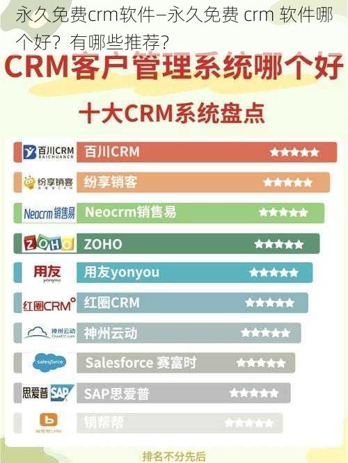 永久免费crm软件—永久免费 crm 软件哪个好？有哪些推荐？