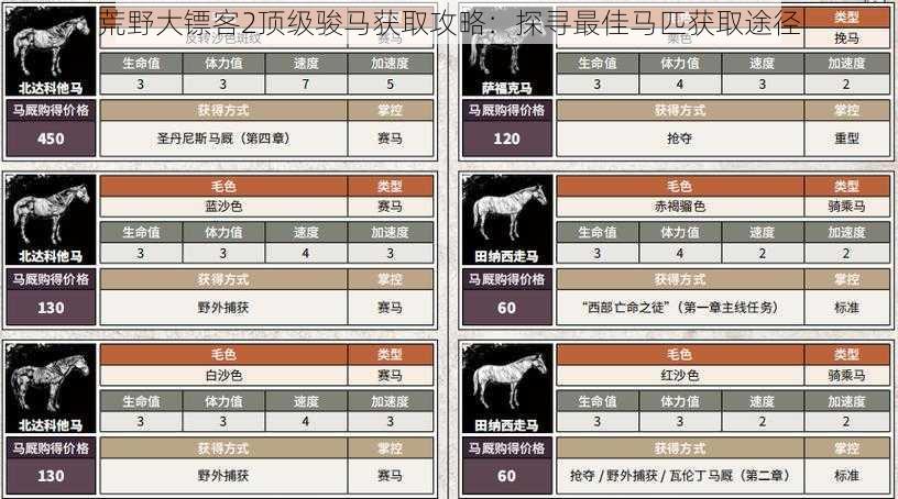 荒野大镖客2顶级骏马获取攻略：探寻最佳马匹获取途径