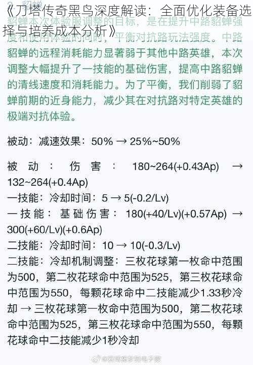 《刀塔传奇黑鸟深度解读：全面优化装备选择与培养成本分析》