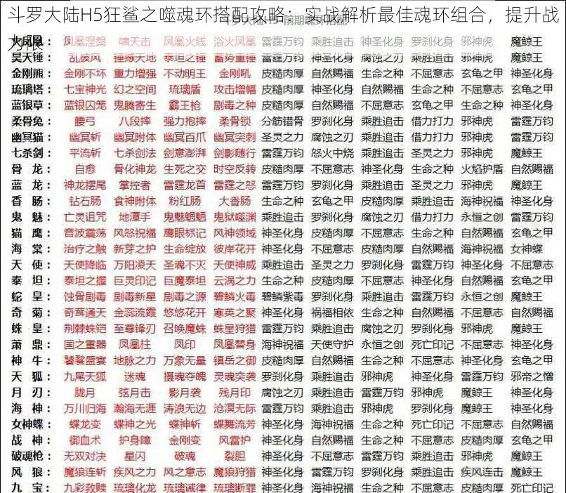 斗罗大陆H5狂鲨之噬魂环搭配攻略：实战解析最佳魂环组合，提升战力限