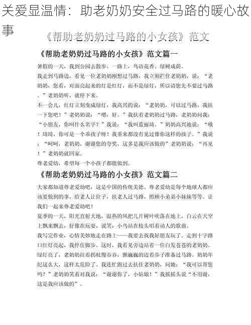 关爱显温情：助老奶奶安全过马路的暖心故事