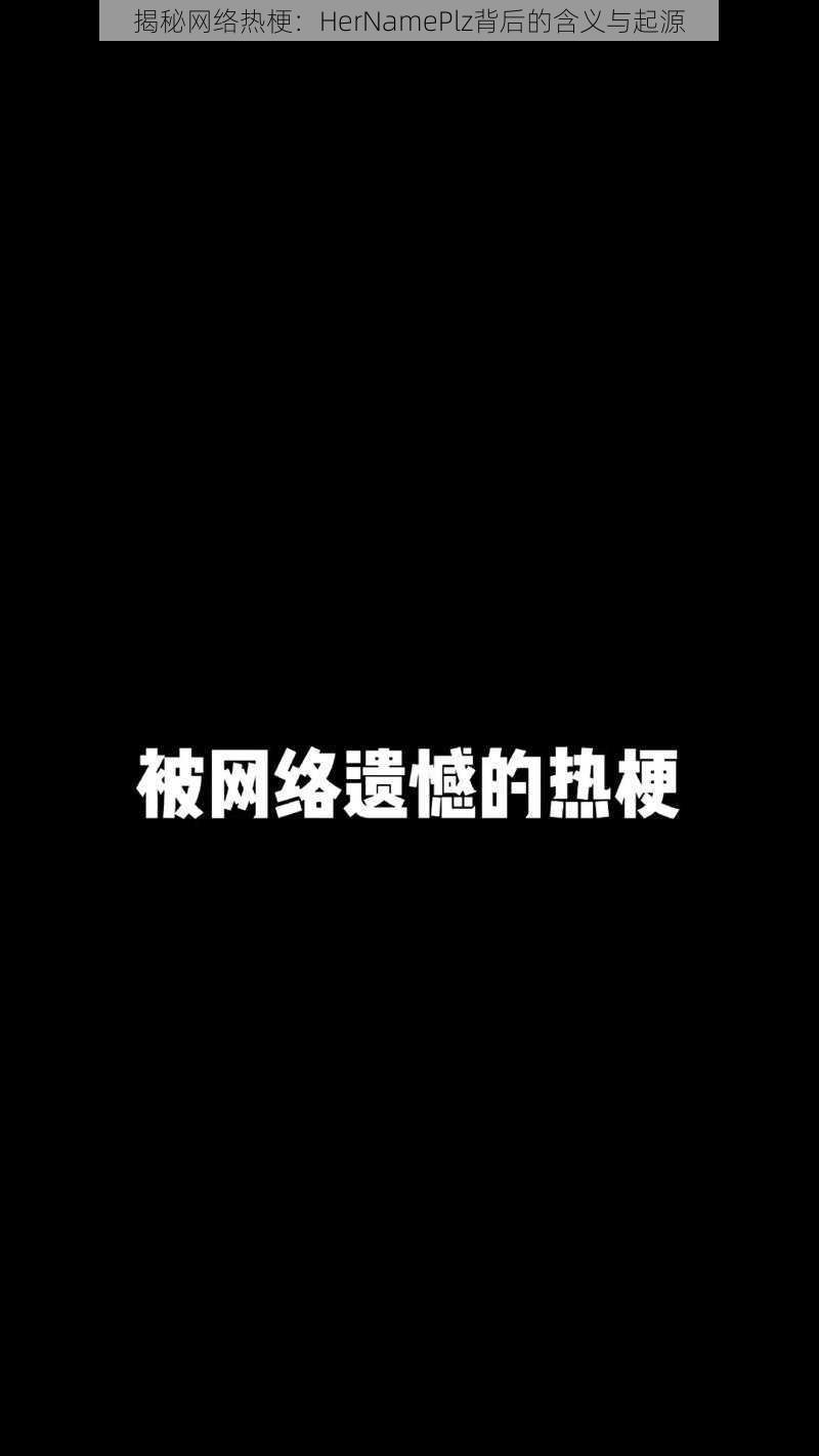 揭秘网络热梗：HerNamePlz背后的含义与起源