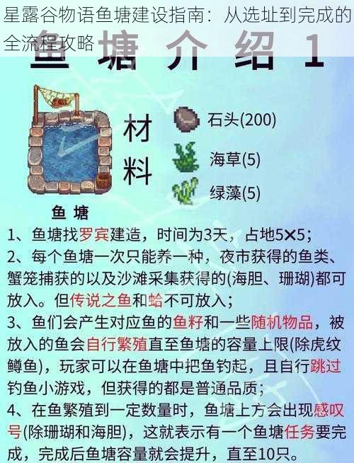 星露谷物语鱼塘建设指南：从选址到完成的全流程攻略