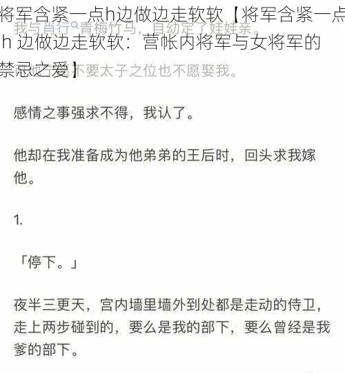 将军含紧一点h边做边走软软【将军含紧一点 h 边做边走软软：营帐内将军与女将军的禁忌之爱】