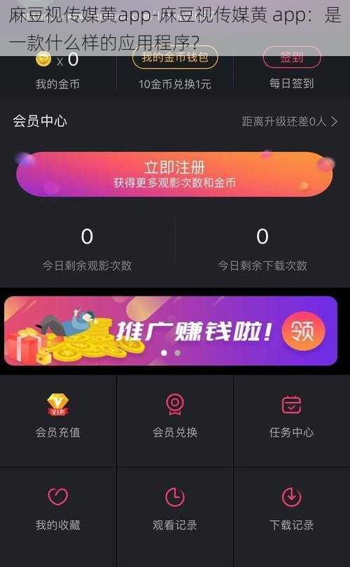 麻豆视传媒黄app-麻豆视传媒黄 app：是一款什么样的应用程序？