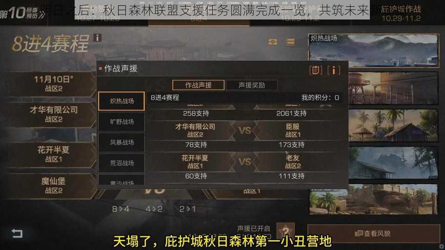 明日之后：秋日森林联盟支援任务圆满完成一览，共筑未来新篇章