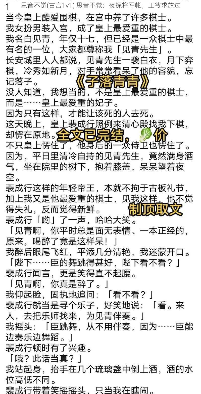 思音不觉(古言1v1) 思音不觉：夜探将军帐，王爷求放过