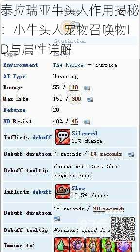 泰拉瑞亚牛头人作用揭秘：小牛头人宠物召唤物ID与属性详解