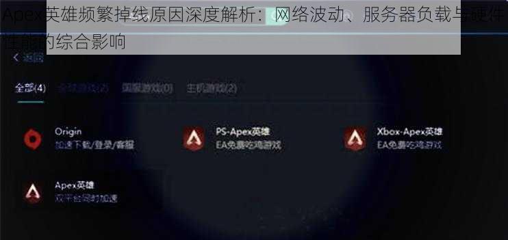 Apex英雄频繁掉线原因深度解析：网络波动、服务器负载与硬件性能的综合影响