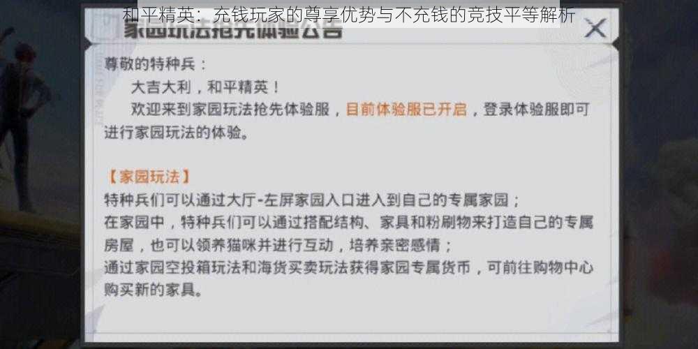 和平精英：充钱玩家的尊享优势与不充钱的竞技平等解析